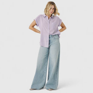 Splendid Paige Relaxed Oversized Short Sleeve Shirt XS Lavender NWT